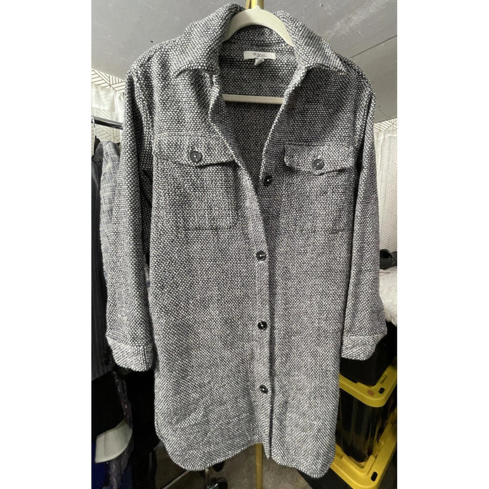 C By One Women’s Black/White Button Down Shacket with Pockets Sz L